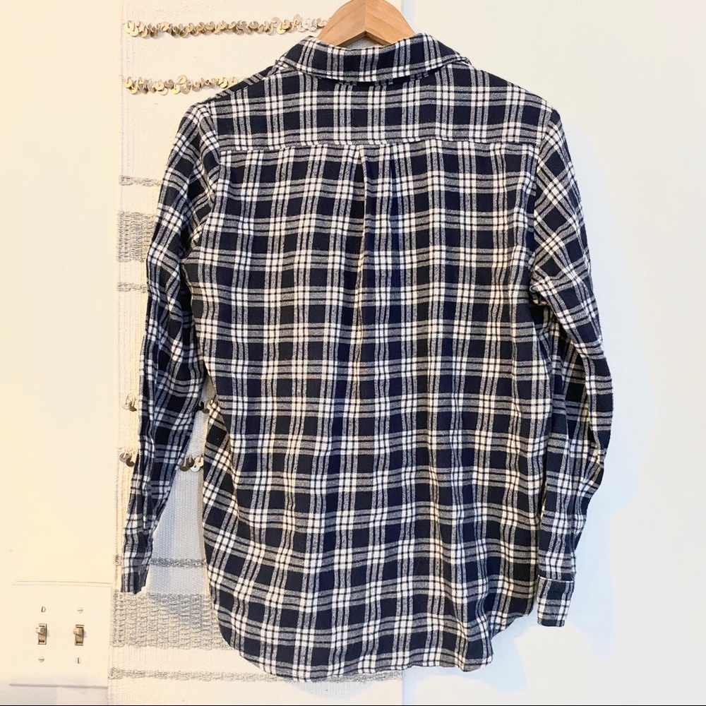 BRANDY MELVILLE Plaid Oversized Dad Flannel Blue M - Picture 4 of 4
